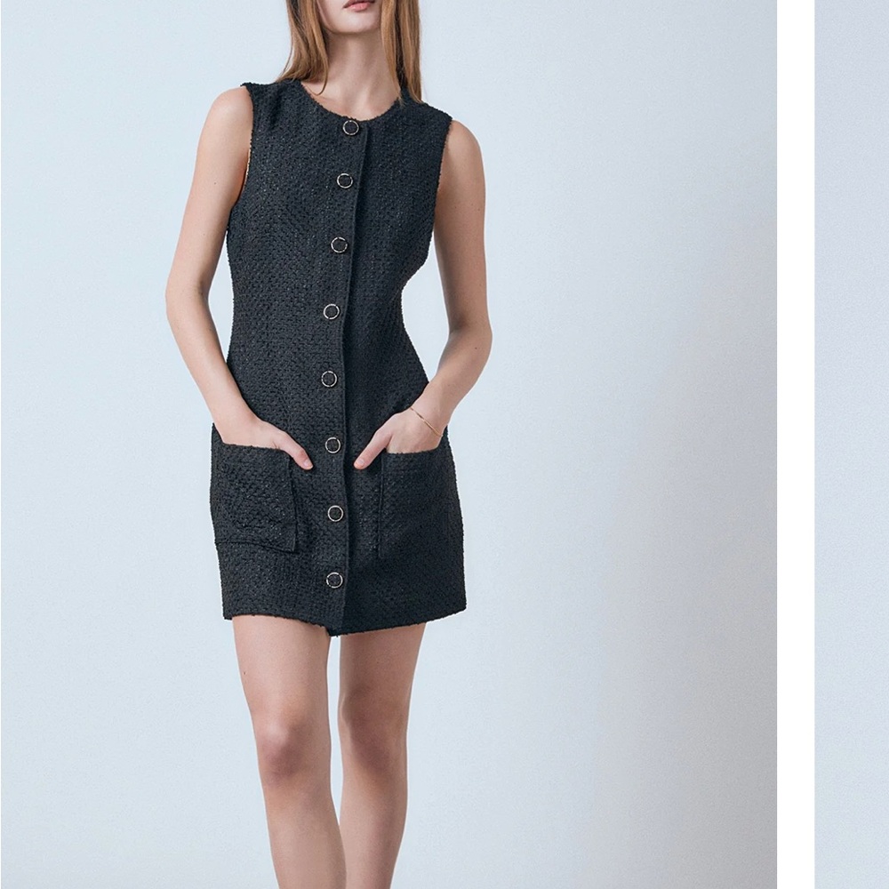 Endless Rose Elegant Black Sleeveless tweed dress NWT-medium